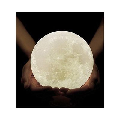 3D Printed LED Moon Light Lamp White/Yellow 15Cm