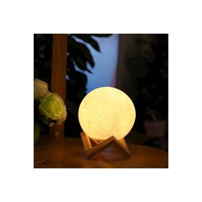 3D Moon LED Lamp With Stand White/Beige