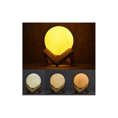 3D LED Moon Night Table Lamp Yellow/White/Orange 15Cm