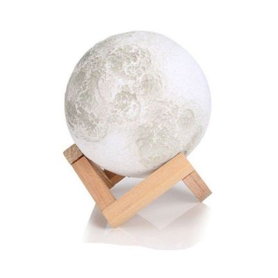 3D Printed LED Moon Light Lamp White/Orange 15Cm