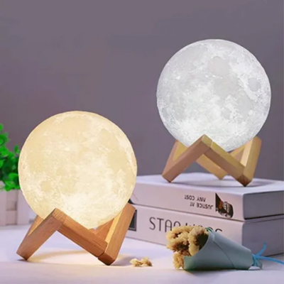 3D Printed LED Moon Light Lamp White/Orange 15Cm 3D Printed LED Moon Light Lamp White/Orange 15Cm