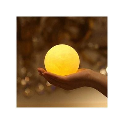 3D Moon LED Lamp With Stand White/Brown 13 x 13Cm