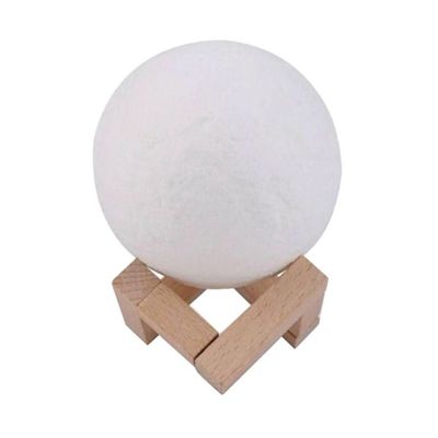 3D Moon LED Lamp With Stand White/Brown 13 x 13Cm