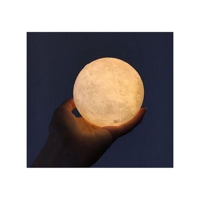 3D Moon LED Lamp With Stand White/Brown 13 x 13Cm