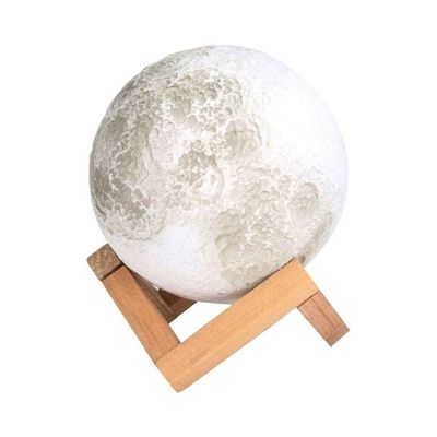 3D LED Moon Night Lamp White 16x16Cm