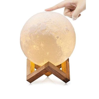 3D LED Moon Night Lamp White 16x16Cm