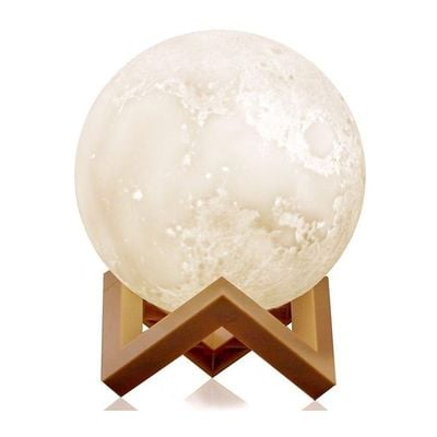 3D USB LED Moon Lamp With Stand White/Grey/Beige 16cm