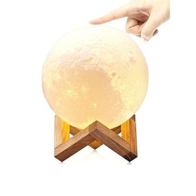 3D Printed LED Moon Night Lamp White 15x16Cm