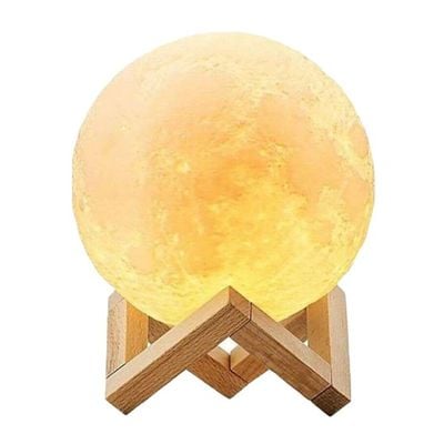 3D Colour Changing Moon LED Table Lamp White/Beige 8 x 13cm