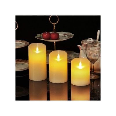 3-Piece LED Real Wax Battery Flameless Candle Set White