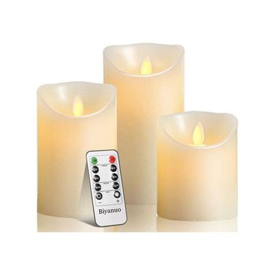 3-Piece LED Real Wax Battery Flameless Candle Set White