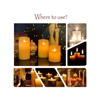 3-Piece LED Real Wax Battery Flameless Candle Set White