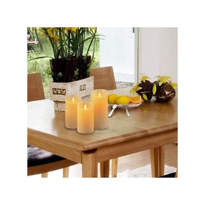 3-Piece LED Real Wax Battery Flameless Candle Set White