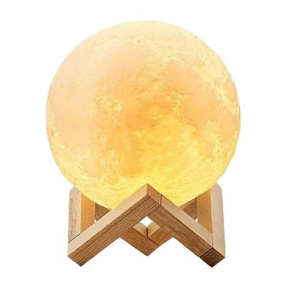 3D Colour Changing Moon LED Table Lamp White/Beige 4 x 8cm