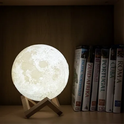 3D Printing Moon Light Night Lamp With Stand White 20Cm