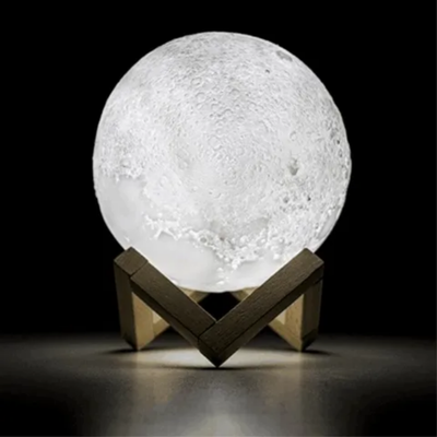 3D Printing Moon Light Night Lamp With Stand White 20Cm