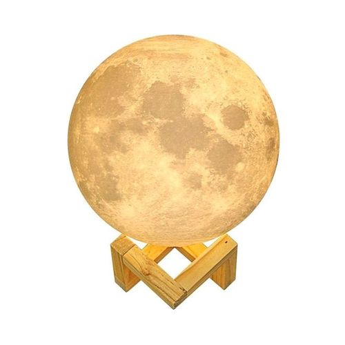 3D USB LED Moon Lamp With Stand Beige 21cm