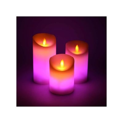 3-Piece LED Candle Light Set With Remote Control Timer Multicolour