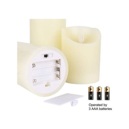 3-Piece LED Candle Light Set With Remote Control Timer Multicolour