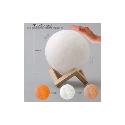 3D Printed LED Moon Light Lamp White/Yellow