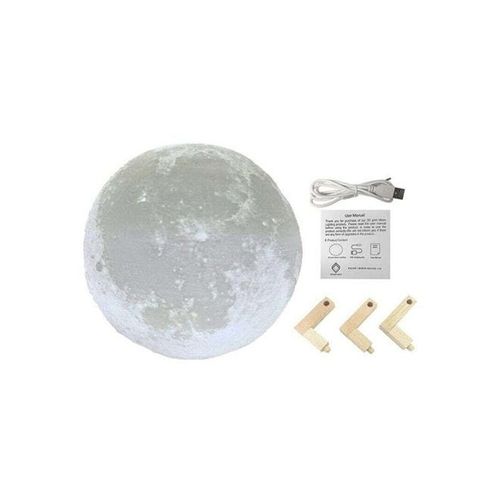 3D Colour Changing Moon LED Table Lamp White/Beige 18cm