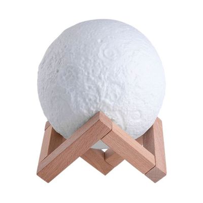 3D USB LED Moon Lamp With Stand White/Beige 13cm