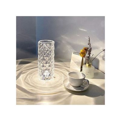 USB Touch Crystal Diamond Table Lamp With Three Colour Lighting White 21 x 9 x 9cm