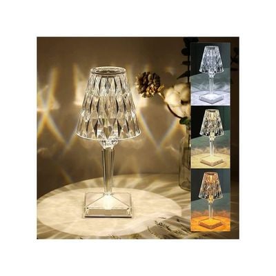 USB Rechargeable Acrylic Diamond Table Lamp Clear 26cm