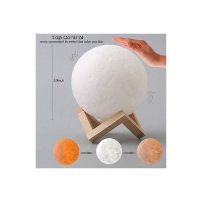 3D Moon Lamp With Stand White/Beige 15Cm