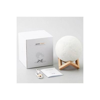 3D Moon Lamp With Stand White/Beige 15Cm