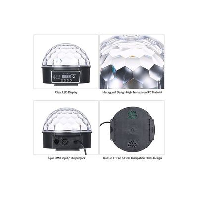 9-LED RGBW Magic Ball Shape Stage Light With Remote Control  AU Plug Black 18watts