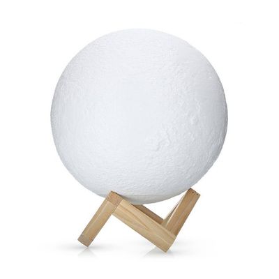 Rechargeable 3D Print Moon Night Light Lamp White 12.5x12.5x12.5Cm