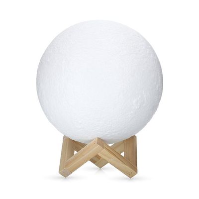 Rechargeable 3D Print Moon Night Light Lamp White 12.5x12.5x12.5Cm