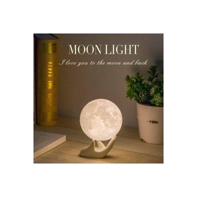 3D LED Moon Night Table Lamp White 8Cm