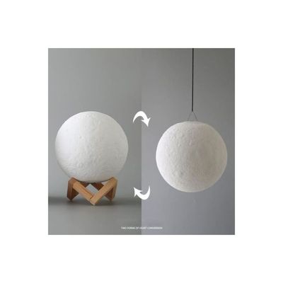 3D Printed LED Standing Moon Light Lamp White/Yellow 15Cm