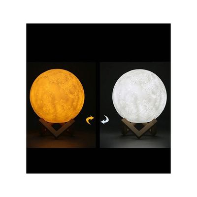 3D Printed LED Standing Moon Light Lamp White/Yellow 15Cm