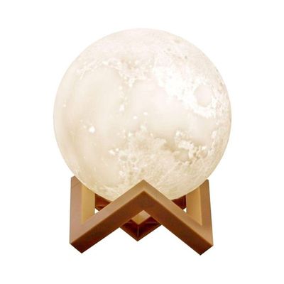 3D USB LED Moon Lamp With Stand White/Brown 15cm