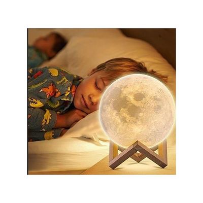 3D USB LED Moon Lamp With Stand White/Brown 15cm