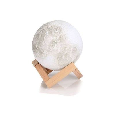 3D Moon Lamp With Stand White/Beige