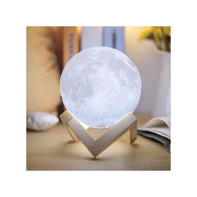 3D LED Moon Night Table Lamp White 7.8Cm