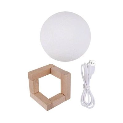 3D LED Moon Night Table Lamp White 7.8Cm