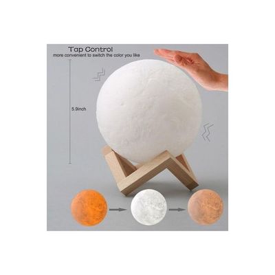 3D LED Moon Night Table Lamp White/Beige 15Cm