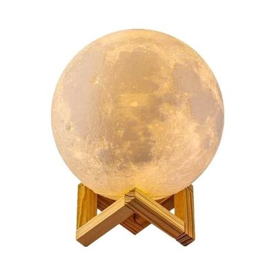 3D Printed Moon Lamp Beige 12Cm