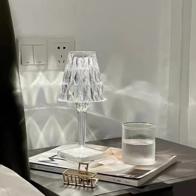 Touching Control Acrylic Diamond Table Lamp White