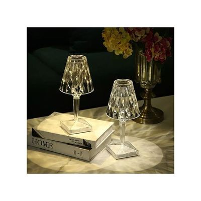 USB Rechargeable Acrylic Diamond Table Lamp Clear 21cm