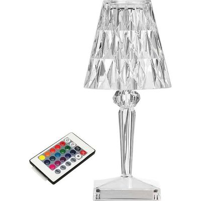 USB Acrylic Diamond Table Lamp Remote Control And Manual Switch Clear