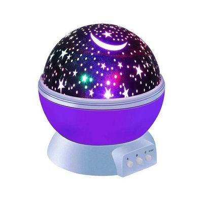 Star And Moon Rotating Projector Night Lamp Purple/Black/White 13x13x14.5Cm