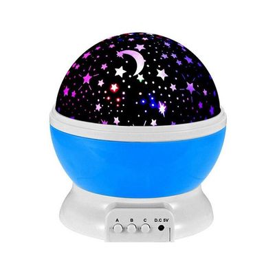 Star And Moon Rotating Projector Night Lamp Black/White/Blue 13x13x14.5Cm