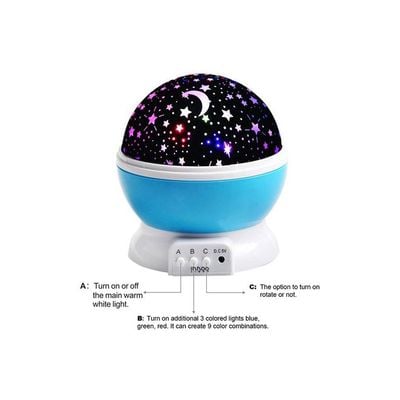 Star And Moon Rotating Projector Night Lamp Blue/Black/White 13x13x14.5Cm