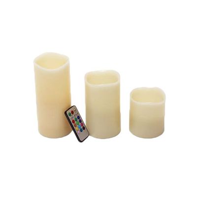 3-Piece LED Flameless Candle Set With Remote White 7.5 x 10Cm
